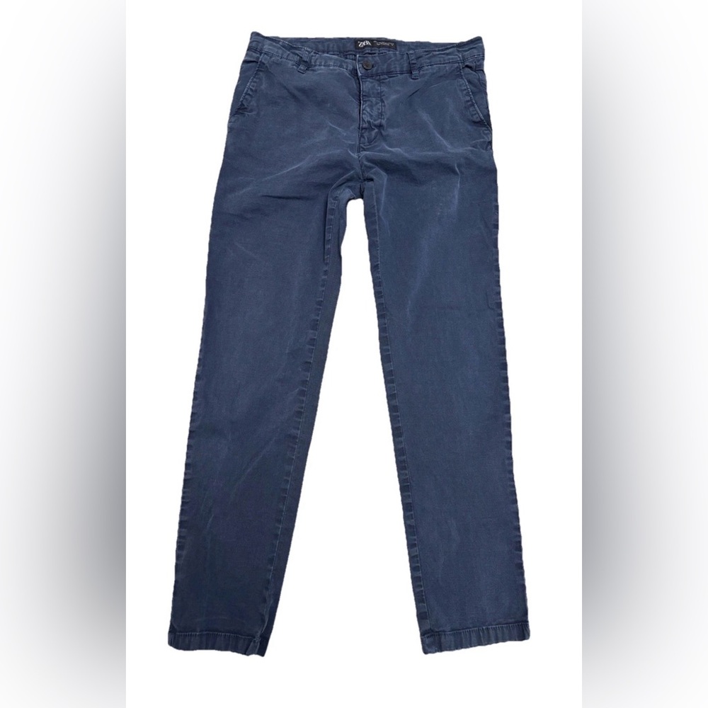Zara Men’s Navy Blue Slim Fit Chino Pants Business Casual Size 34